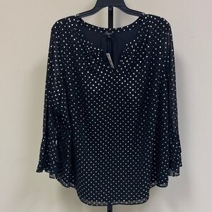 Talbots Black and White Polka Dot Blouse